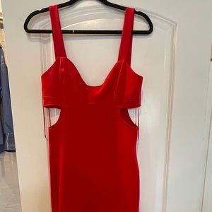Zara red midi cut out dress